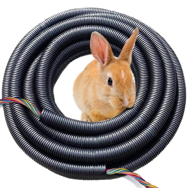 SunGrow Split Wire Loom Tubing, Secure Wires from Rabbits, Cats, and other pets, Open Cable Manager, Made from Corrugated Plastic pipe, 20-feet Long