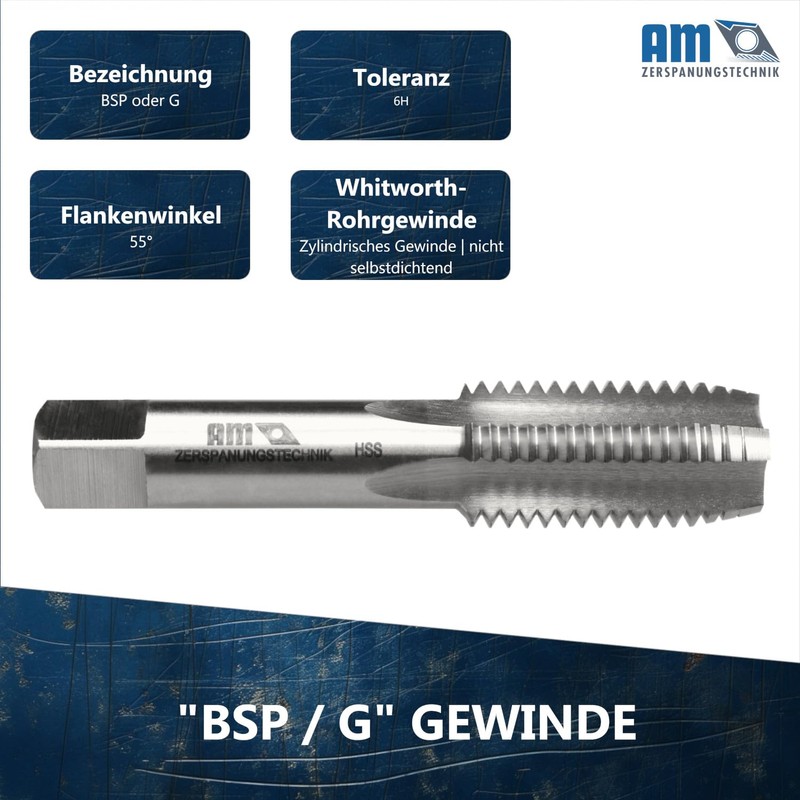 AM-Zerspanungstechnik Pipe Tap G1 1/4 Inch | HSS Pipe Tap
