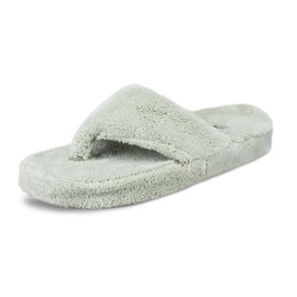 Acorn Women's Spa Thong Slippers with Cloud Contour Comfort - Arch Support and Plush Fluffy Terry Lining, Perfect for Beach, Camping, Poolside, or Bathroom Wear, Desert Sage, 8 - 9