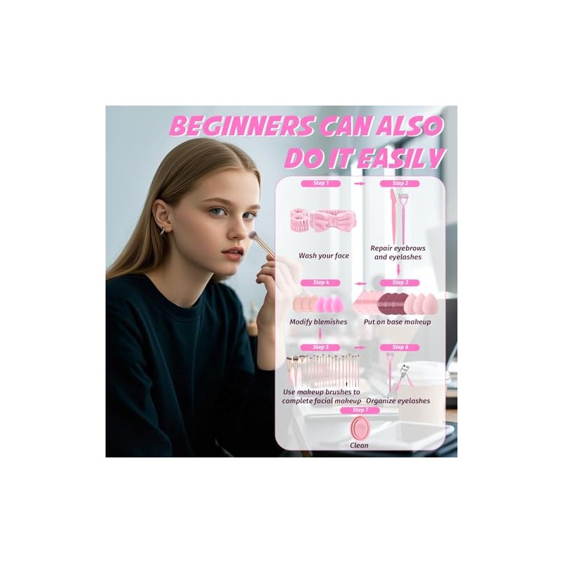 Set De Brochas De Maquillaje, 48 Piezas, Kit Profesional Para