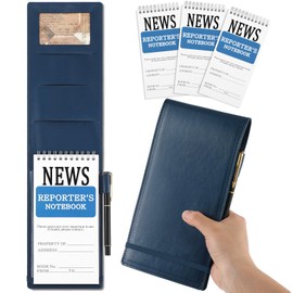 Resurhang 3 Pcs Reporters Notebook with PU Leather Cover Pen Journalists Notebook Steno Pads Top Spiral Lined Notepad Gifts for Christmas Graduation Reporter Journalists(Dark Blue,4" X 8")