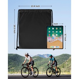 Lzerking Drawstring Backpack Bulk 100 Pcs Black 13.4x16.5 Inches Draw String Back Bag, Waterproof Drawstring Nylon Bag for Gift, Gym, Homeless, Hiking, DIY