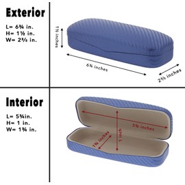 LBI Hard Shell Eyeglass Case Clamshell Fits Small To Medium Frames Reading Glasses Sunglasses for Women Men, Blue (9000-256-BL)