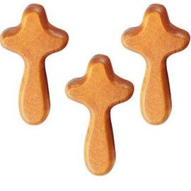 BOBOZHONG Carved Wooden Cross, Pack of 3 Cross Crucifix Cross My Heart from the Holy Land, Cross Worry Stone Anti-Stress Lucky Charm Decorative Wooden Decoration Gift, Stress Relief, Gift, Thumb Cross