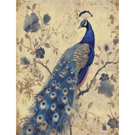 Vintage Pfau Reispapier, 20,3 x 26,7 cm, für Decoupage, Scrapbooking, Karten, Basteln