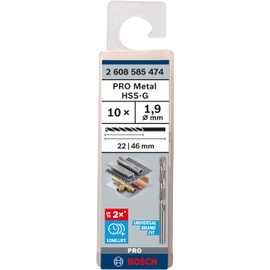 Bosch Professional 10x HSS-G Metal Drill Bit (for metal, Ø 1,9 mm, Robust Line, Accessory Drill Driver)
