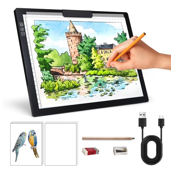 Zocelight Rechargeable A4 Light Box,led Light pad with Built-in Stand