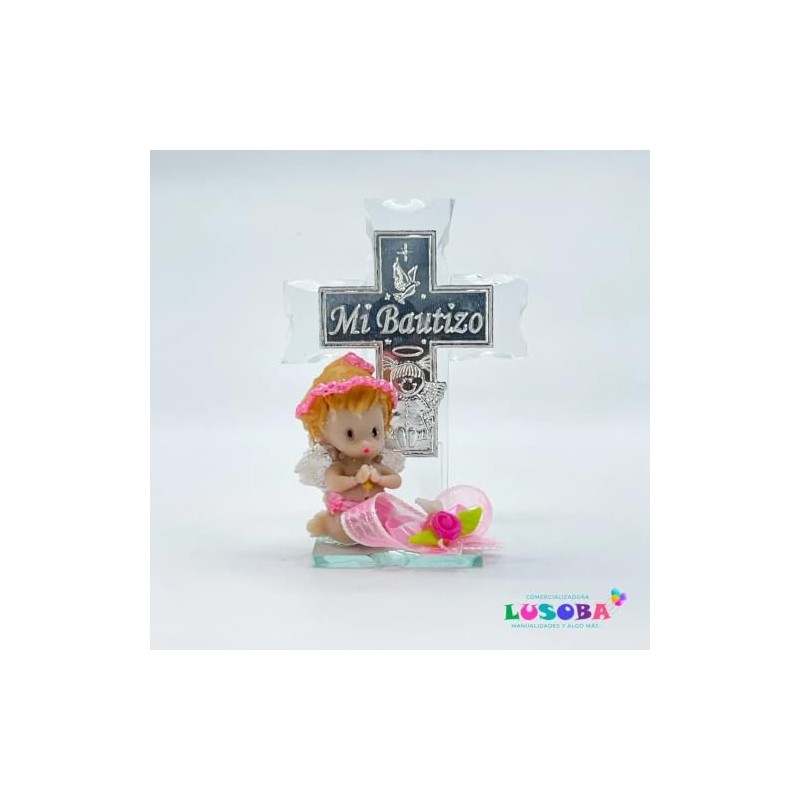 Cruz de Cristal Recuerdo Bautizo Niña 12 Piezas