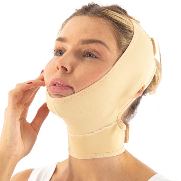 Post Surgery Neck and Chin Compression Garment Wrap Bandage, Face
