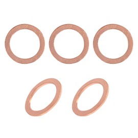 DTGN 22 mm x 29 mm x 1.5 mm (IDxADxT) Flat Copper Sealing Washer - 5 Pack - Good for Industrial Systems M22 Screws - Copper Flat Ring Seals