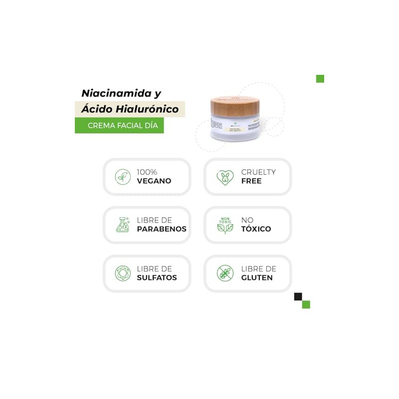 Crema Facial con Niacinamida y cido Hialurnico, SPF15, 50 g