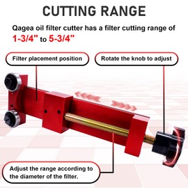 Gelessy 66490 Oil Filter Cutter with Vise Jaws, Adjustable Oil Filter Cutting Tool Fits Filters Up to 5-1/2", Cut Range 1-3/4" to 5-3/4", Red