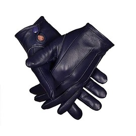 Men's Dress Leather Gloves (Large, Navy Blue)