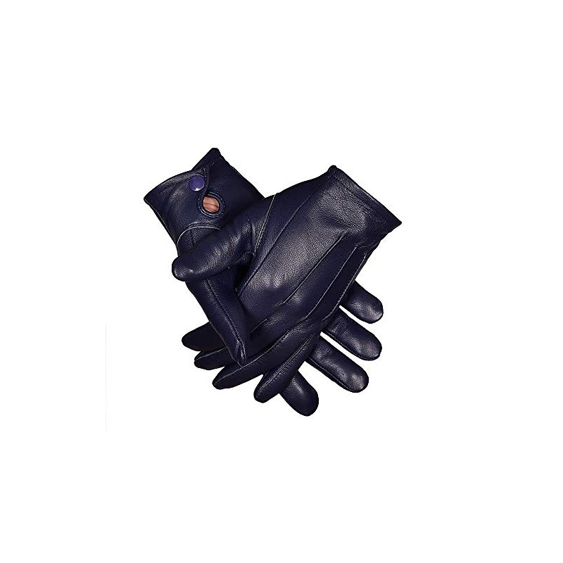 Men's Dress Leather Gloves (Large, Navy Blue)