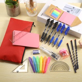 Povxlum 23 Pcs Stationary Sets Back to School Stationery Supplies Set Secondary School Stationery Set Exam Pencil Case Back to School Kit (Pink)