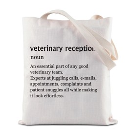 ZJHXPO Vet Receptionist Tote Bag Veterinarian Shoulder Bag Vet Tech Reusable Grocery Shopping Bag Vet Assistant Handbag (Vet Receptionist Tote)