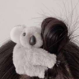 Grey Plush Koala Hair Clips,Cute Stuffed Hair Claw Bangs Clip Ponytail Decor Cartoon Hairpin Mini Hair Jaw Barrettes for Girls Women Headwear Clips and Barrettes Hair Accessories