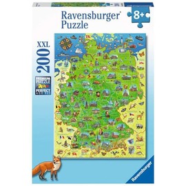 Ravensburger Children's Puzzle - Colourful Map of Germany - 200 Pieces Puzzle for Children from 8 Years [Va]