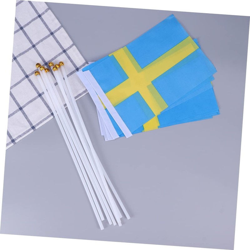 Tofficu 2sets Mini Sweden Flag on Stick Handheld Flags for