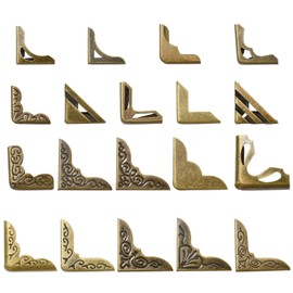 Ipotkitt 95pcs 19 Styles Book Corner Protectors Metal Corner Guards Antique Bronze Corner Protectors for DIY Manual Scrapbooking Notebook Decoration