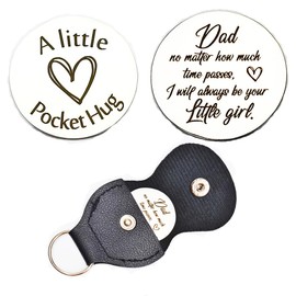 RFTWXHPN Christmas Birthday Gifts for Dad Father Pocket Hug Token Keychain for Dad No Matter How Much Time Passes Pocket Hugs with PU Leather Key Chain for Dad Father Gift from Daughter