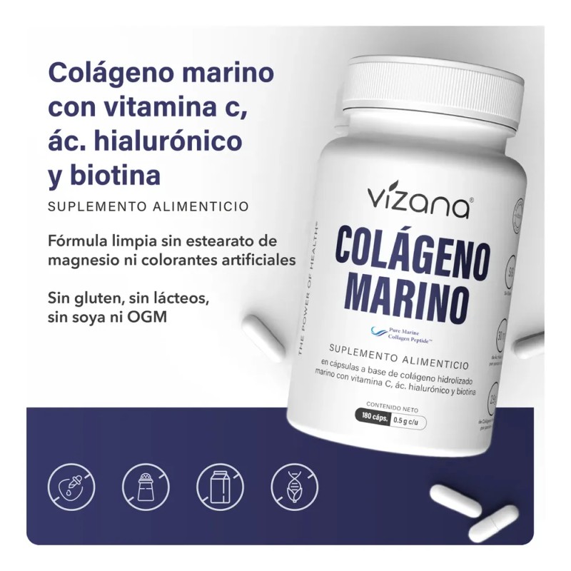 Vizana Nutrition Colágeno Hidrolizado Marino 180 Caps500 Mg