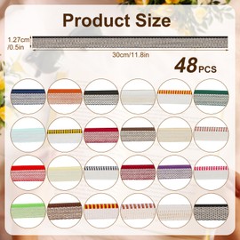 48pcs Book Binding Headbands, 11.8x0.5inch 24 Colors Book Headband Book Binding Cotton Book Binding Cloth Set for Bookbinding Beginners Book Repair Book Decor