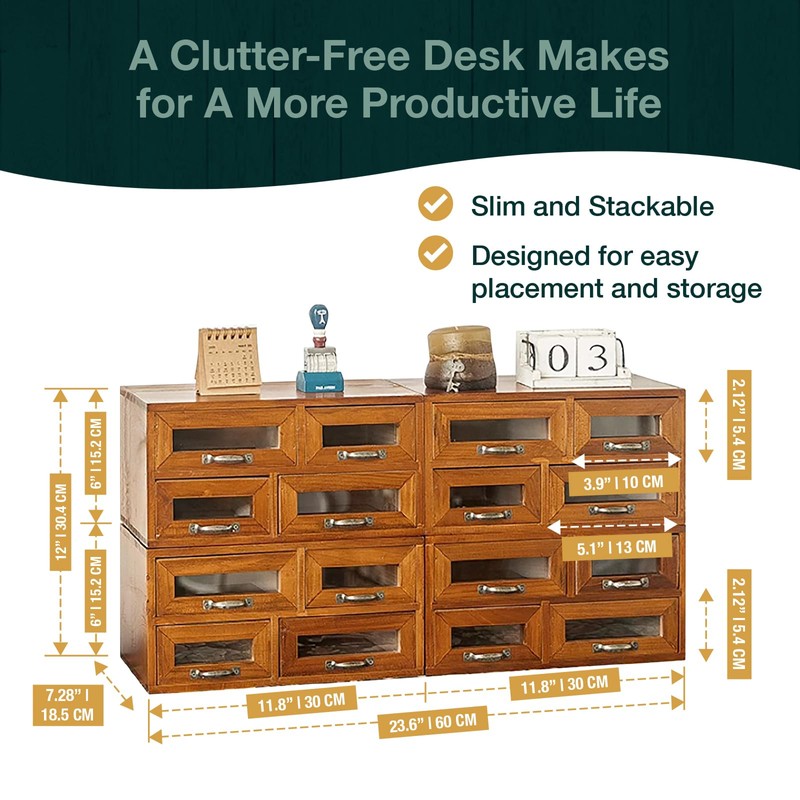 Set of 4 Store and Display Wooden Desktop Organizing Cabinets