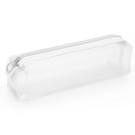 Mesh Pencil Case, Clear Exam Pencil Case Colorful Zippered Pencil Pouch for Students Multipurpose Stationery Storage Bag Makeup Bag for School College Office Cosmetics Travel Supplies A6-TSBD(White)