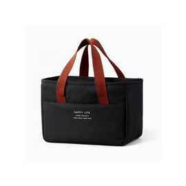 Talvryx Insulated Lunch Bag for Women & Men - Large Thermal Tote with Front Pocket, Leakproof & Reusable (Black)