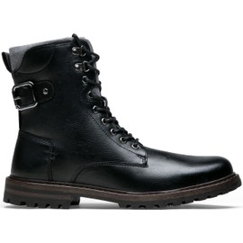 Jousen Boots for Men Casual Dress Retro Lace Up Motorcycle Boots Black(AMY8147A Black 08)