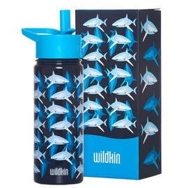 Wildkin Kids 18oz Stainless Steel Water Bottle – BPA-Free, Leakproof, Insulated, Easy-Clean - Sharks