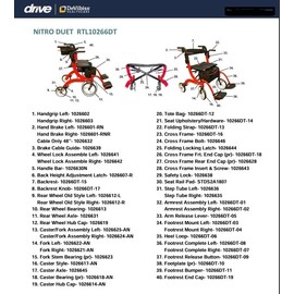 Backrest Knob (Pair) for Drive Nitro Duet Rollator and Transport Chair Combination Unit Model # RTL10266DT - Part # 10266DT-17