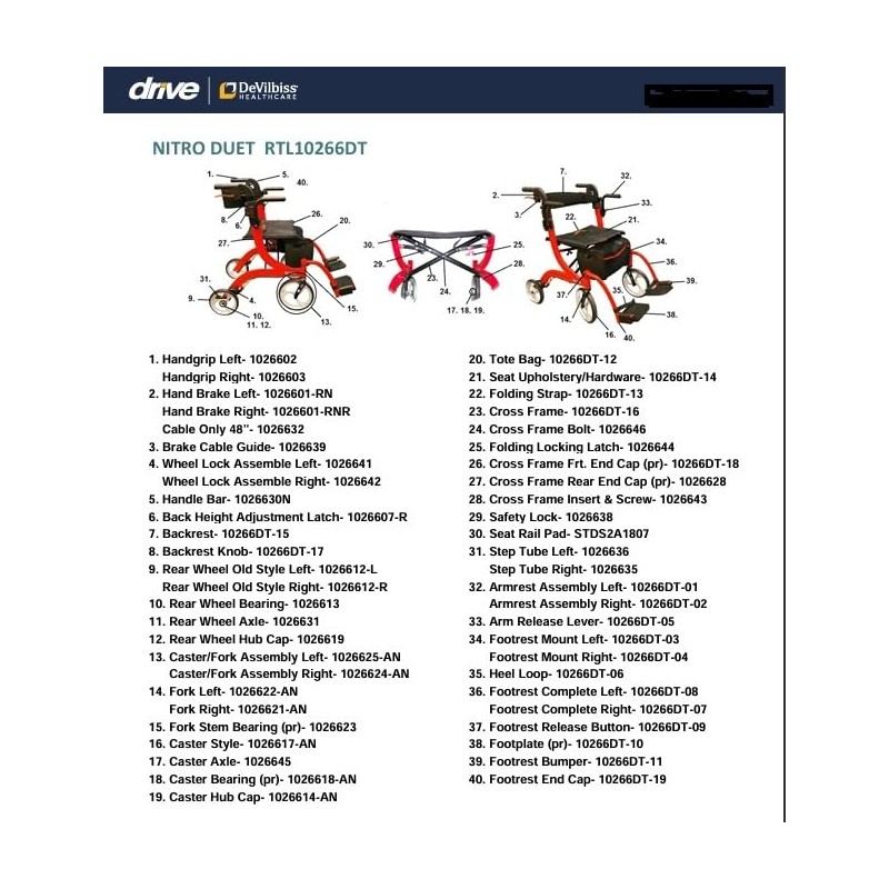 Backrest Knob (Pair) for Drive Nitro Duet Rollator and Transport