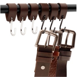 Brute Strength - S Hook with Leather Loop - Brown - 6 x - 12.5 x 2.5 cm - Coat Hooks for Carving Hooks Leather
