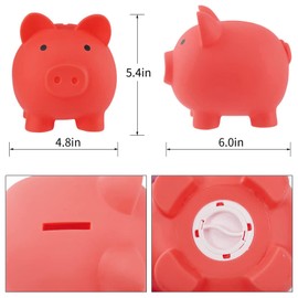 Emapoy Piggy Bank, Unbreakable Plastic Money Bank, Coin Bank for Girls and Boys, Practical Gifts Birthday, Easter, Baby Shower (Red)