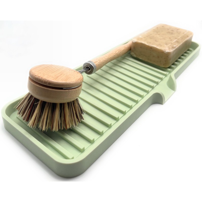 Happitasa Silicone Soap Dish Tray and Sponge Holder with Drain