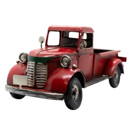 VILLAGE GIFT IMPORTERS Rustic Farmhouse-Style Decorative Red Pickup Truck | Set on Flat Surface in Your Office, Home, or Garage | Christmas Tree Farm Truck |12" x 5.5" x 5.5"
