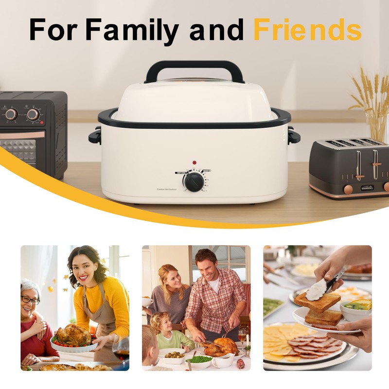 RoyalCraft 24-Quart Electric Roaster Oven with Visible Self-Basting Lid, Turkey