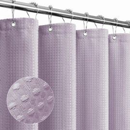 Gibelle Lavender Shower Curtain, Waffle Weave Textured Fabric Shower Curtain for Bathroom - Soft Cloth & Hotel Spa Luxury, Water Repellent, Machine Washable, 72X72, Lavender