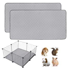 2 Pack Guinea Pig Cage Liners, 28'' X 28'' Washable Guinea Pig Pee Pads, Non Slip Reusable Super Absorbent Guinea Pig Training Mat Bedding Fleece for Small Animals Hamster Rabbit Chinchilla Rat