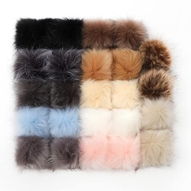 SYSUII Pack of 10 8 cm Faux Fur Pompom Fur Pompoms for Hats Beanies Fur Pompom Artificial Hair Ball for Bag Pendants Key Ring Decoration Clothing Accessories Beige