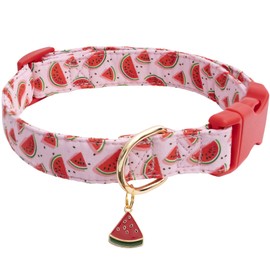 Faygarsle Cute Dog Collar for Girls Boy Dogs Soft Fancy Pet Collar with Watermelon Design Ideal Pink Summer Dog Collar for Small Medium Large Dogs M