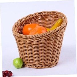 MAGICLULU Simulated Rattan Storage Basket Plastic Vegetable Basket Fruit Container Home Restaurant Decor (small Size)