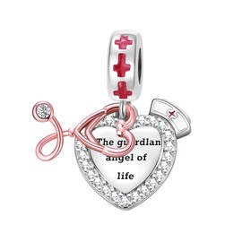 GOINEVA Stethoscope Dangle Charm 925 Sterling Silver Charm Fits Women's Charm Bracelet & Necklace Valentine's Day Mother's Day Jewelry Gifts for Women