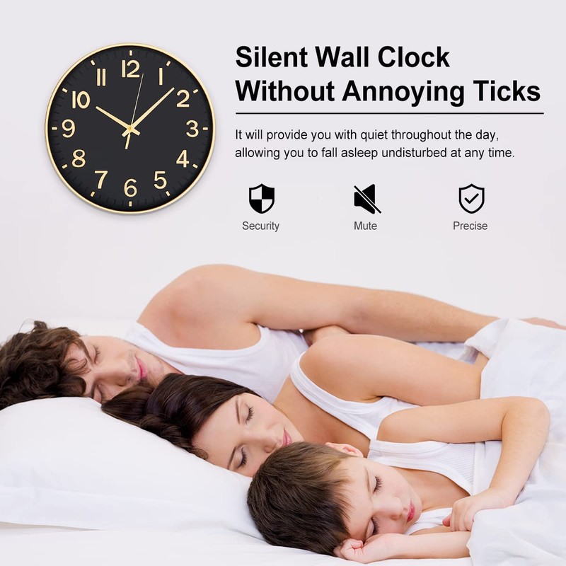 HZDHCLH Wall Clock 12 Inch Silent Non Ticking Clock for
