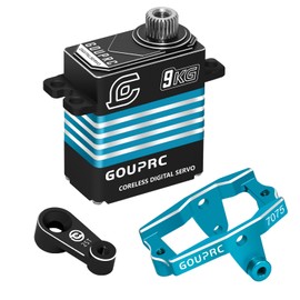GOUPRC All Metal Coreless Motor Servo 9kg Waterproof High Torque Micro Servo with Servo Mount Bracket and Arm for 1/18 TRX4M Servo RC Car Upgrade Parts (Blue)