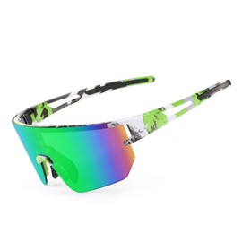 WANWAN Men Women Cycling Sunglasses, 80s Sport Baseball Mirrored Sun Glasses for Youth Adults Running Softball