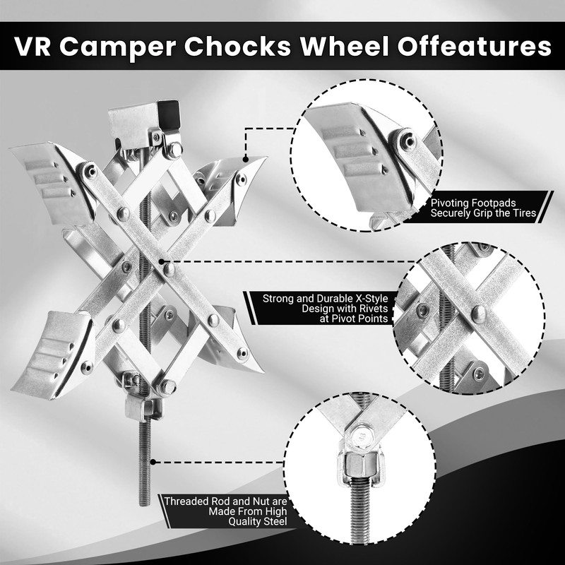 Pafessa X-Shaped RV Wheel Chock Fit 3.25” to 10.5” Camper