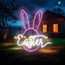 Rabbit Wall Decor for Bedroom Neon Sign Easter Gifts Led Signs Lights Room Decor Gifts Light up Sign Wall Art Decor Neon Wall Light Easter for Women Room Decoration Neon Led